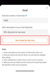 add goal gift on Clapper live stream