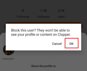 accept to block someone on Clapper