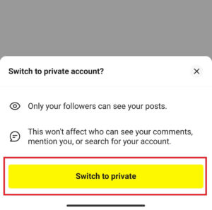 switch to private account Lemon8 app