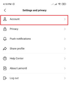 Lemon8 account settings