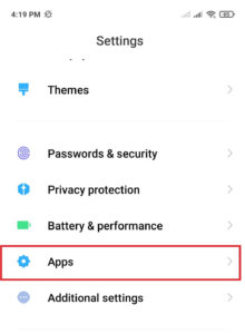 android apps settings